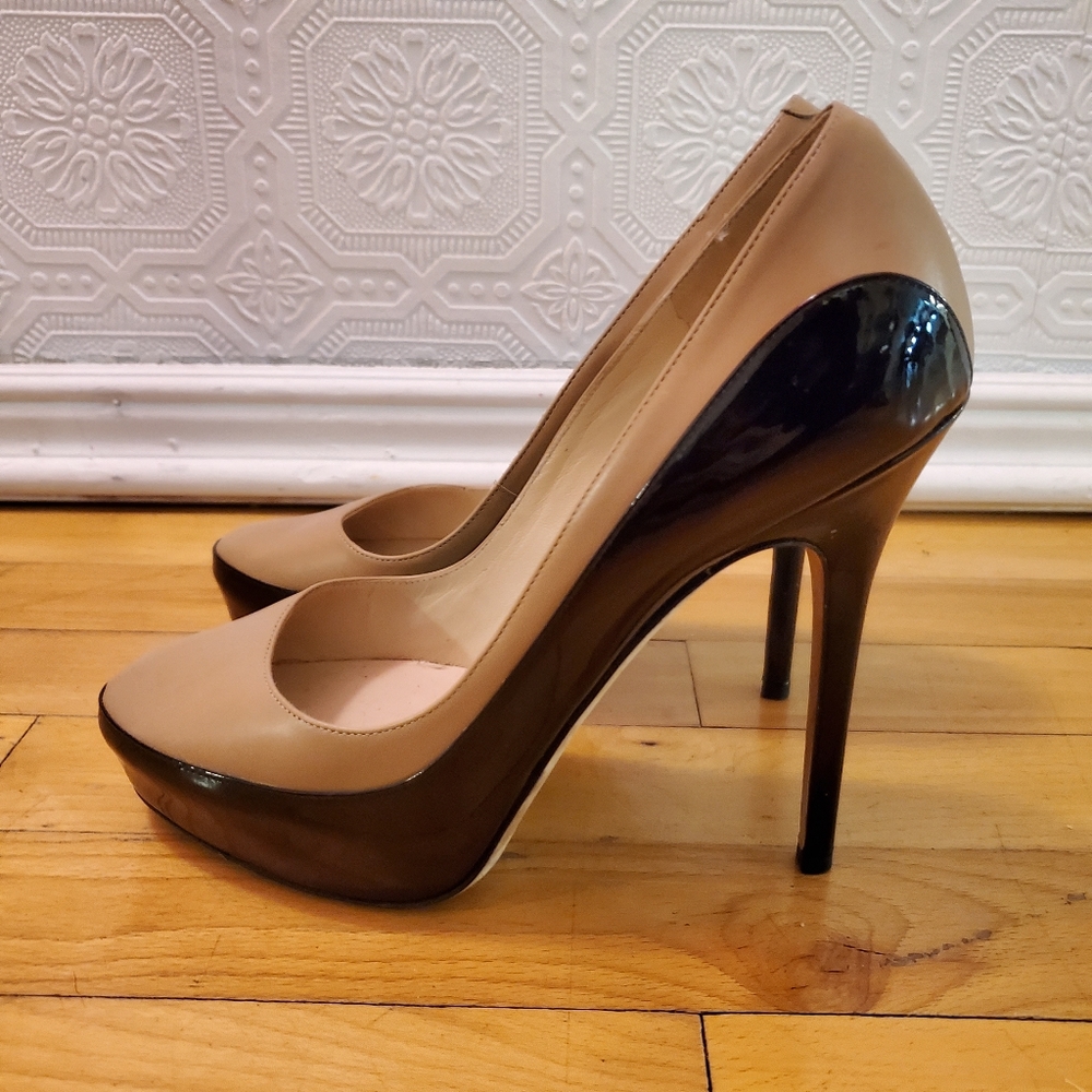 "Sepia" leather platform heels